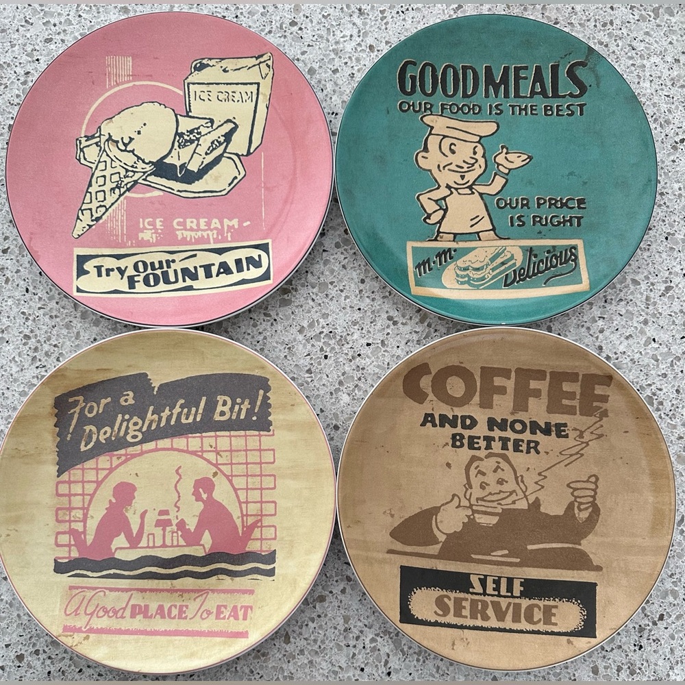 ONEIDA set dessert salad plates Matchbook Signs retro Phoenix Creative